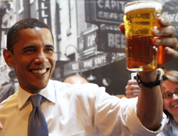 obama drinking beer